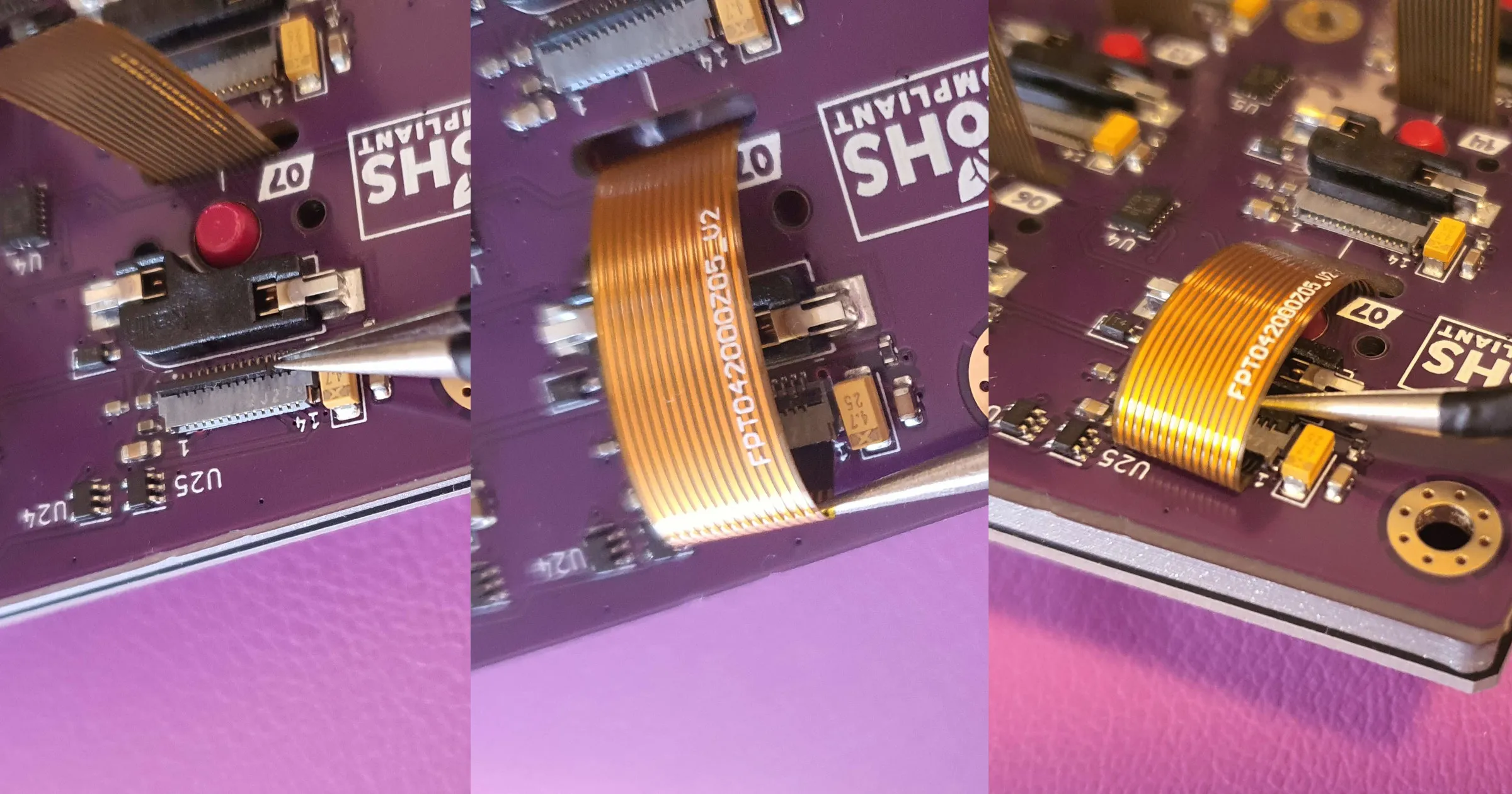 Insert the FPC into the socket and lower the flap