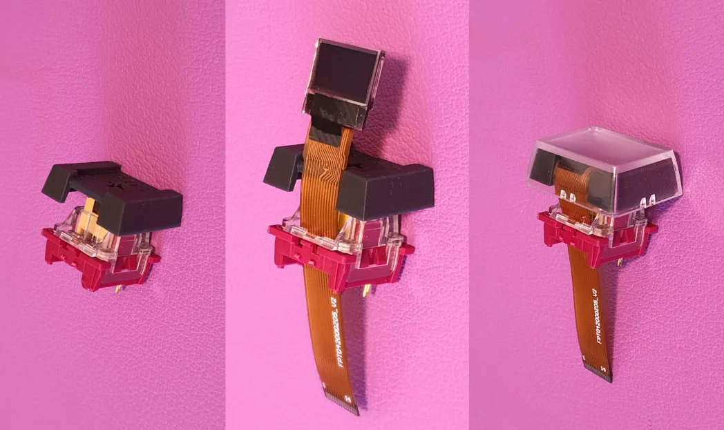 Key assembly: stem, display and clear keycap
