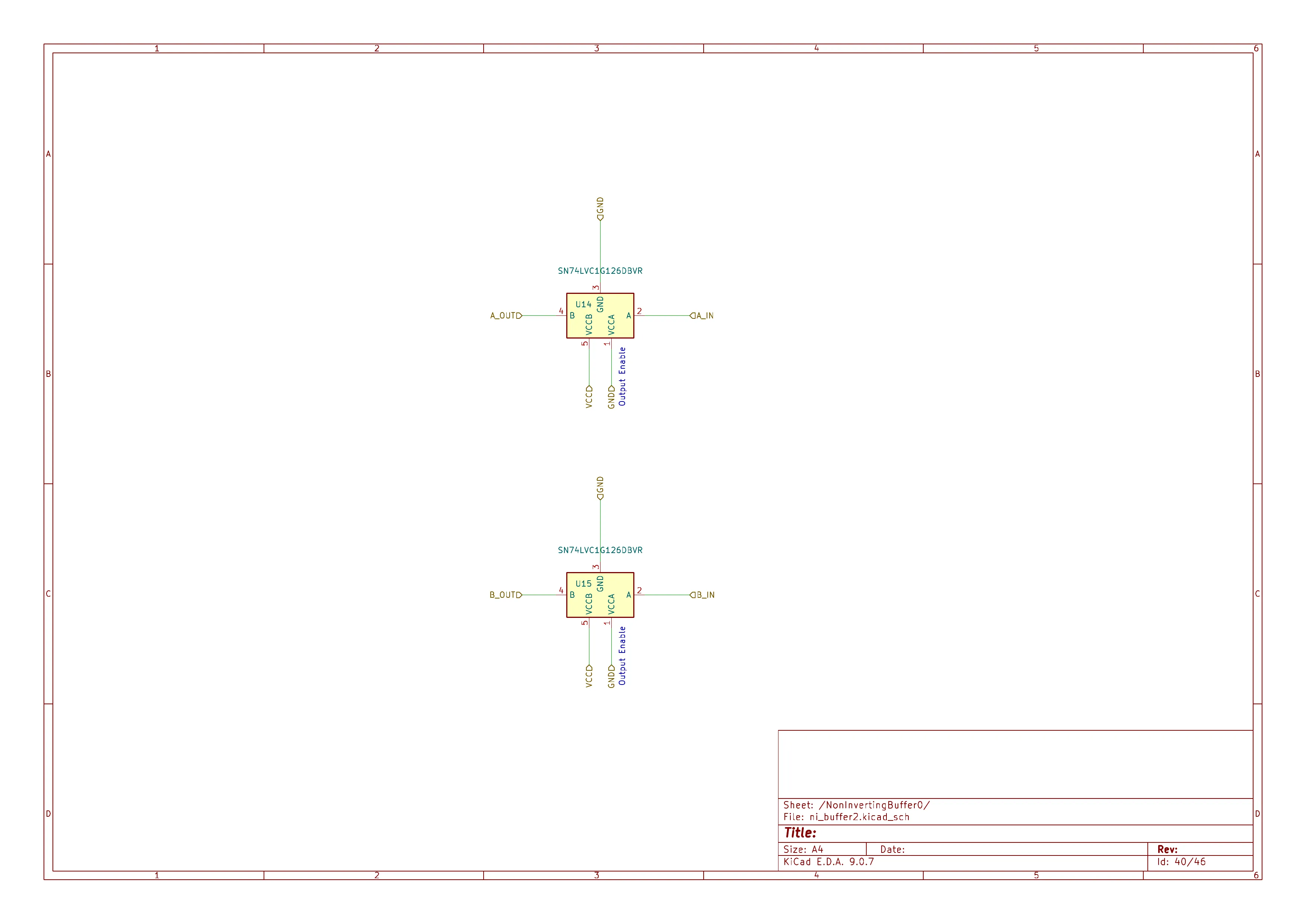 Non-inverting buffer schematic — a pair of SN74LVC1G126 3-state buffers, instantiated several times